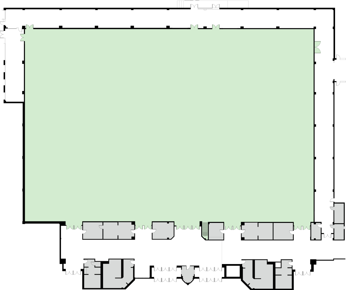 An image that depicts the size and layout of the blank space at the Expo Center available for rent at the Paducah McCracken County Convention and Expo Center in Paducah, KY.