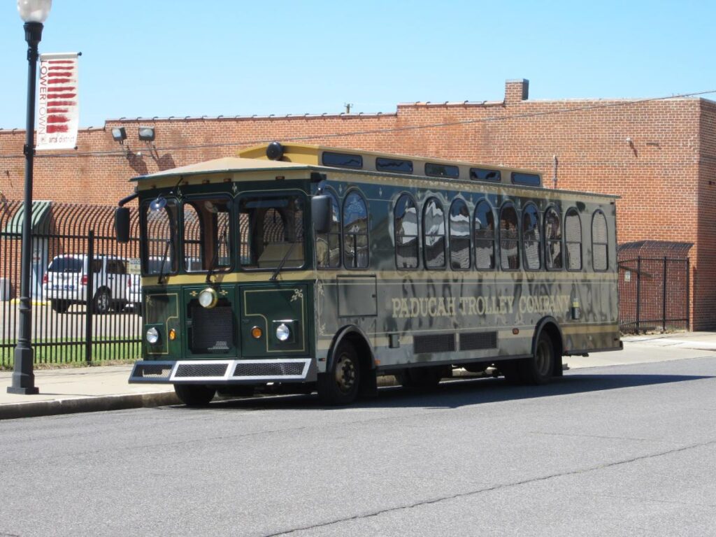 Trolley travel in downtown Paducah, KY